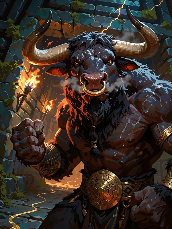 Labirynt Minotaura - potężny minotaur w wejściu do kamiennego labiryntu, nowy slot w katalogu